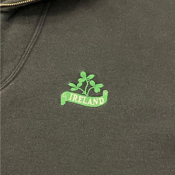 Vintage Pullover Sweatshirt 1/4 Zip IRELAND Black Fruit Of The Look Size Large - Picture 3 of 13